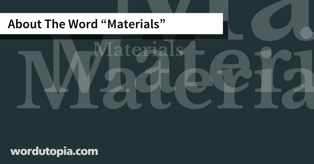 About The Word Materials