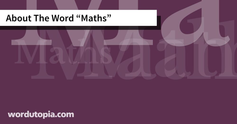 About The Word Maths