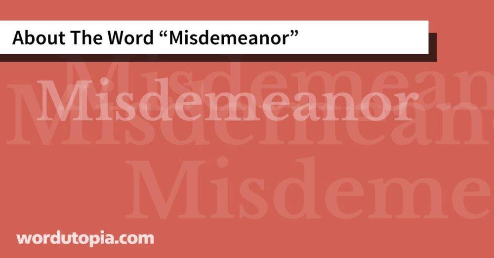 About The Word Misdemeanor