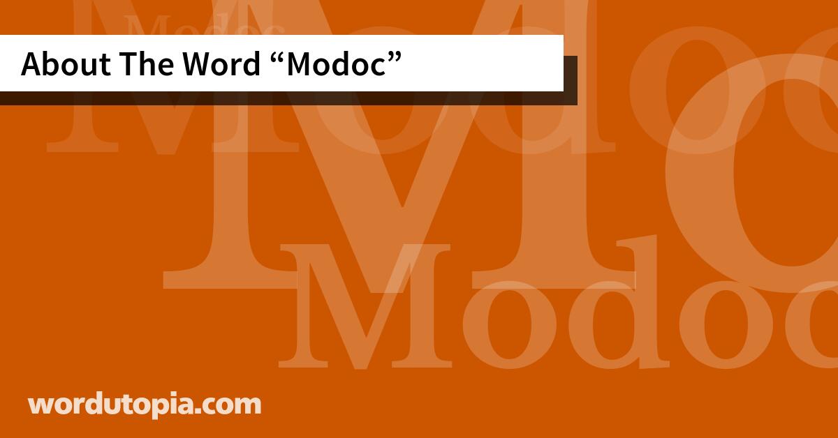 About The Word Modoc