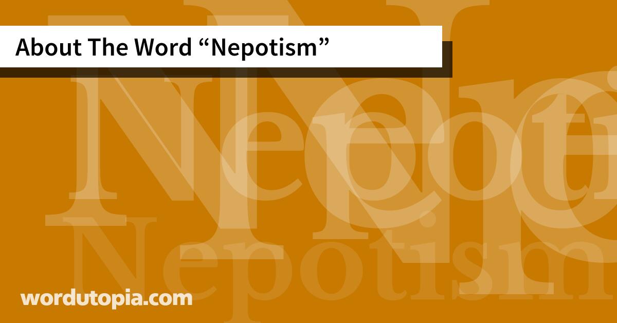 About The Word Nepotism