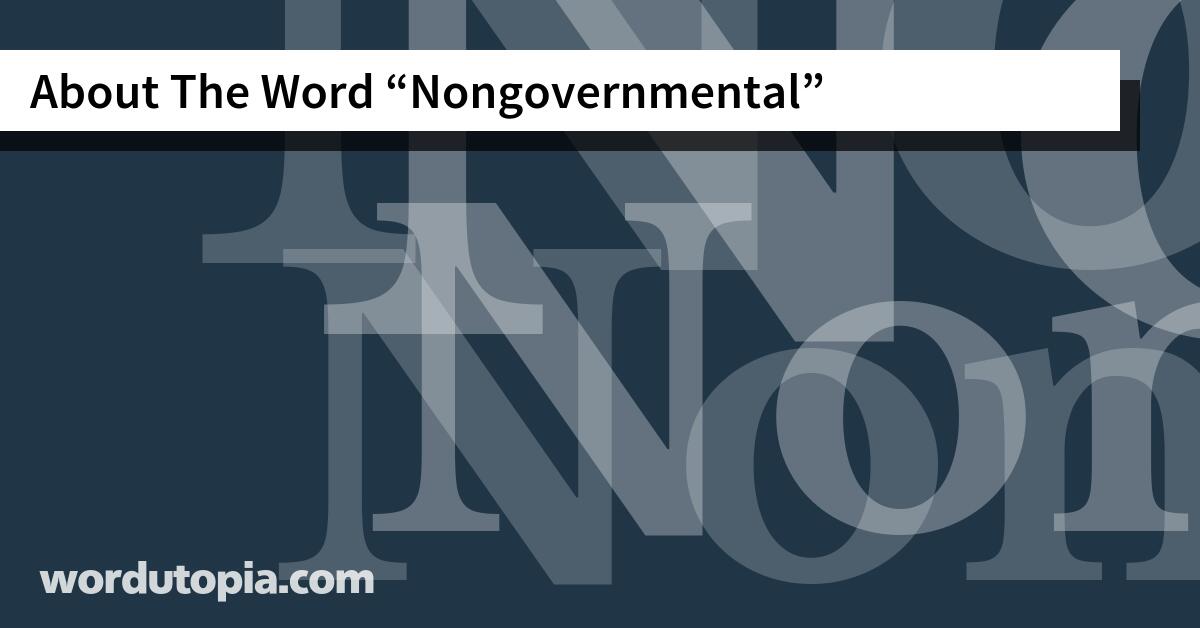 About The Word Nongovernmental
