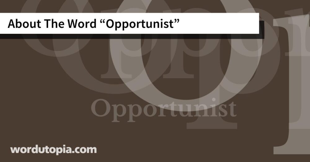 About The Word Opportunist