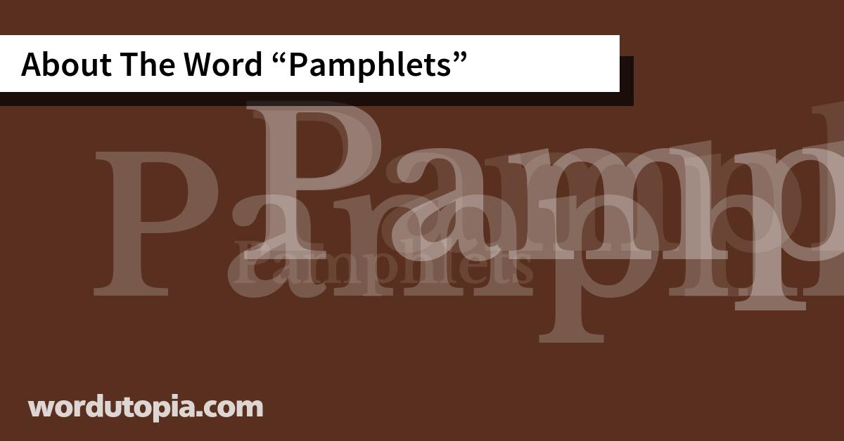 About The Word Pamphlets