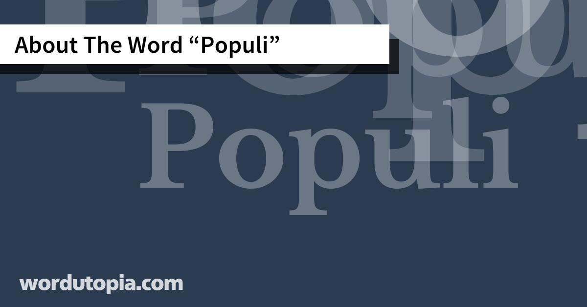 About The Word Populi