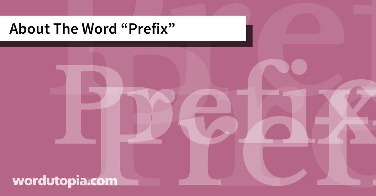 About The Word Prefix