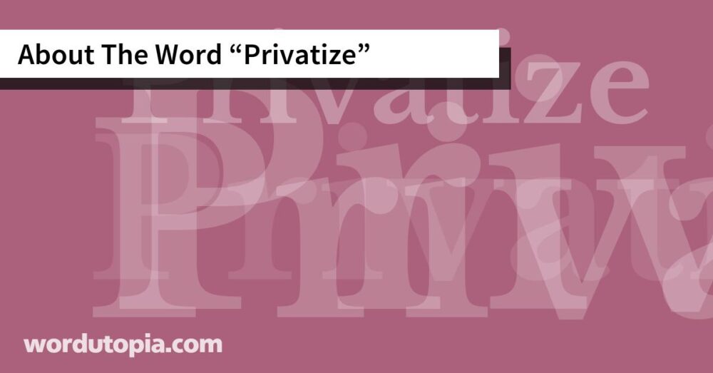 About The Word Privatize