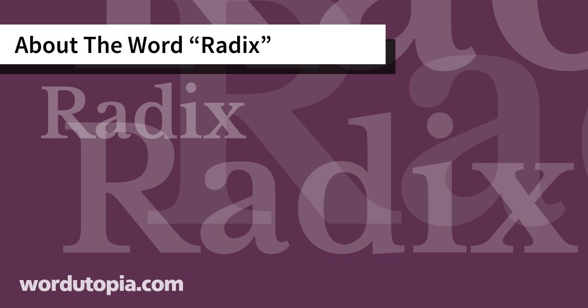 About The Word Radix