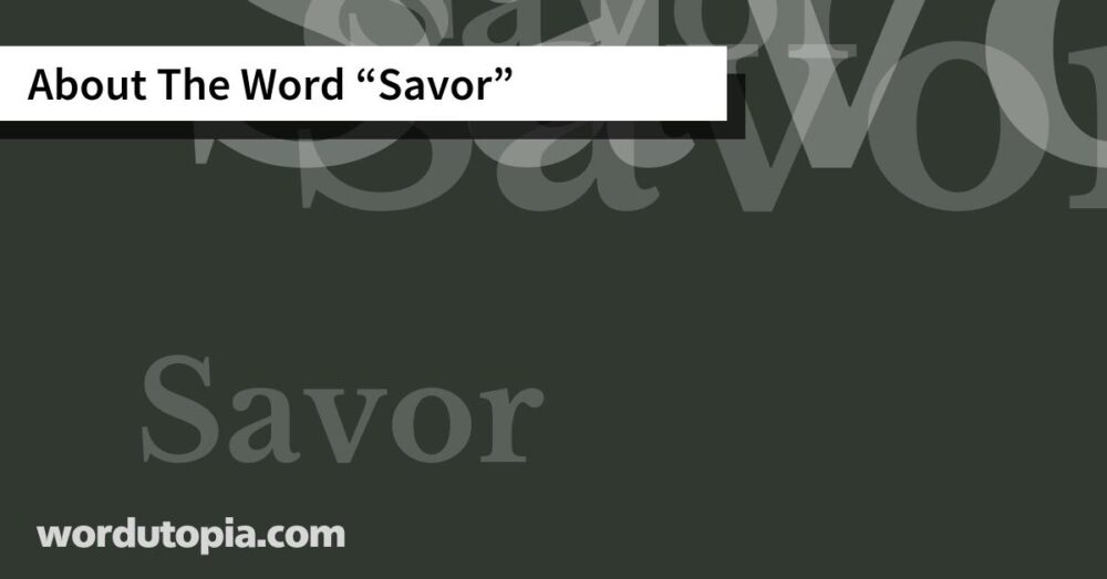 About The Word Savor