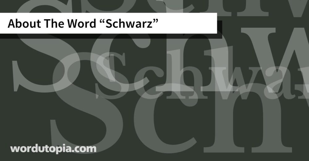 About The Word Schwarz