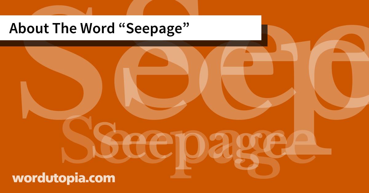 About The Word Seepage
