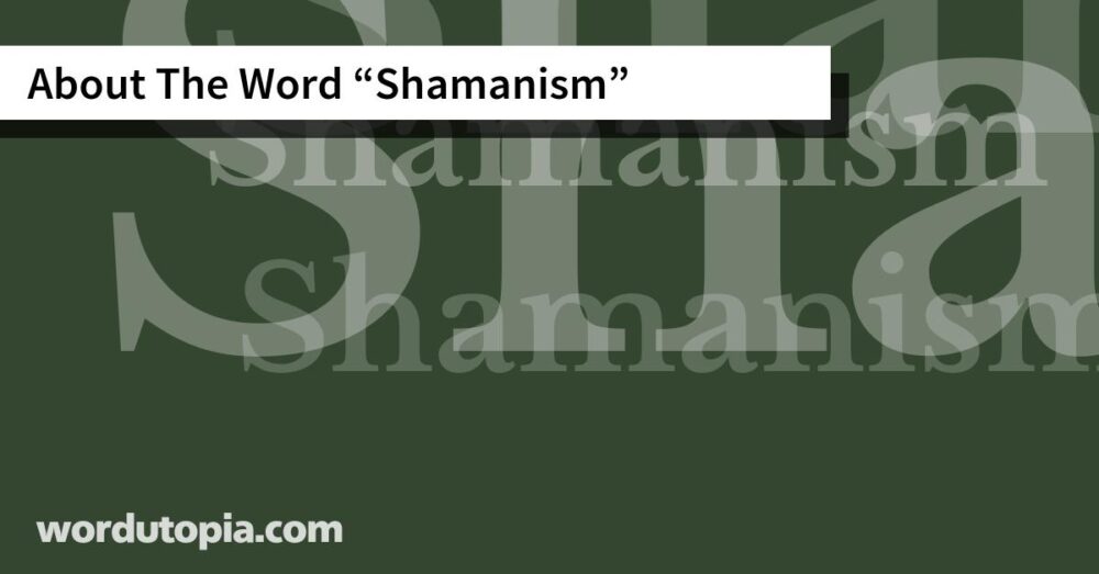 About The Word Shamanism