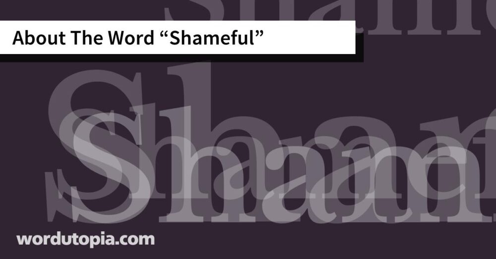 About The Word Shameful