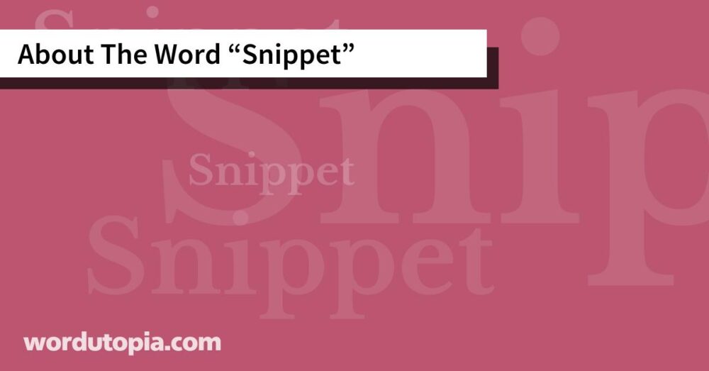 About The Word Snippet