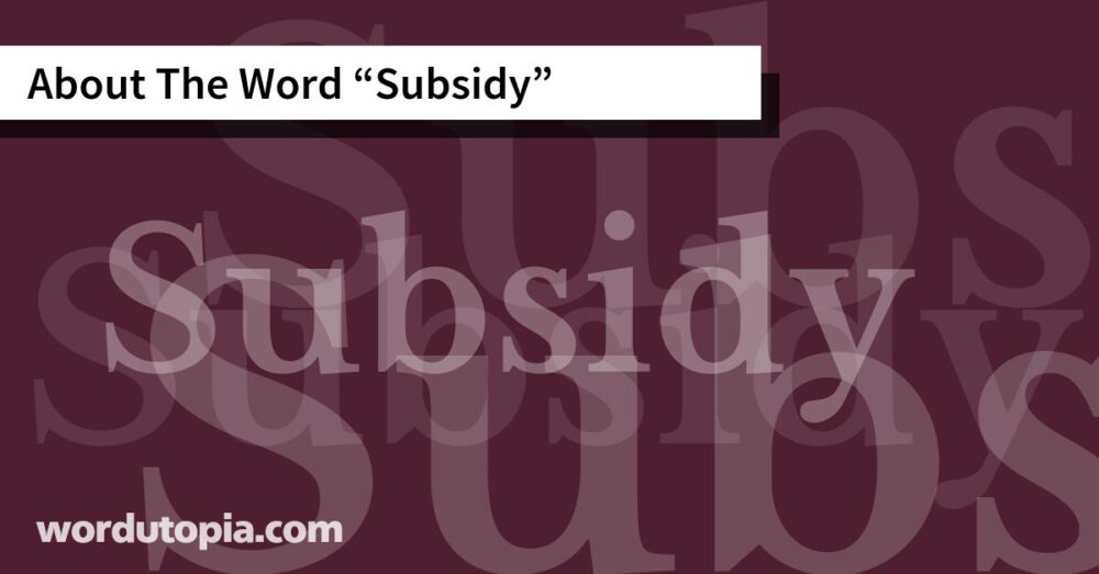 About The Word Subsidy