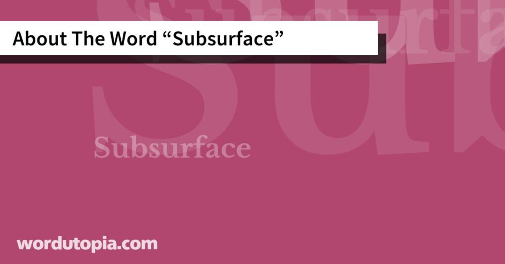 About The Word Subsurface