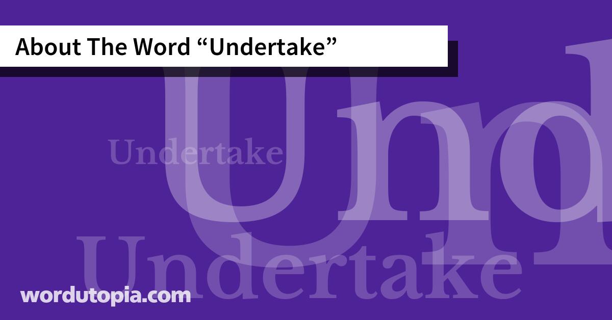 About The Word Undertake
