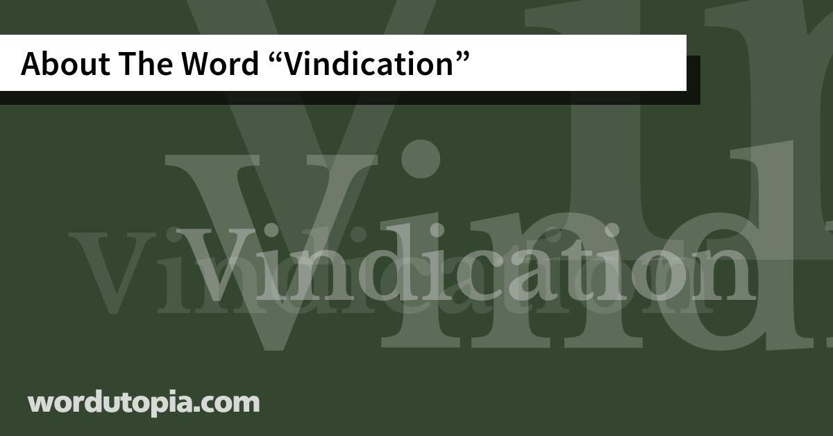 About The Word Vindication