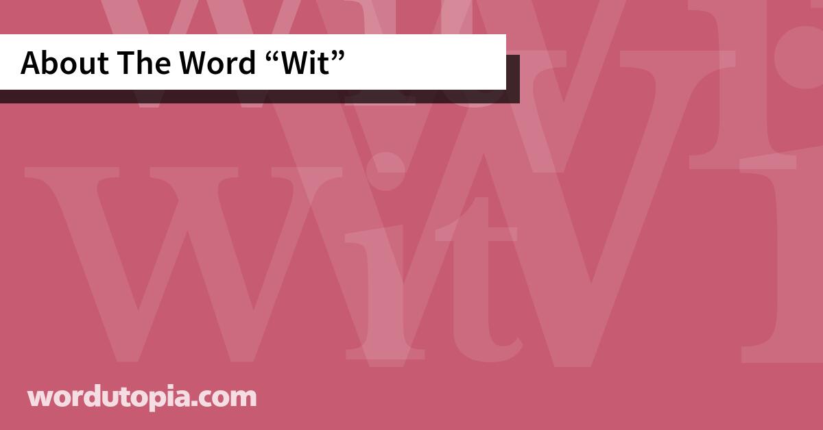 About The Word Wit